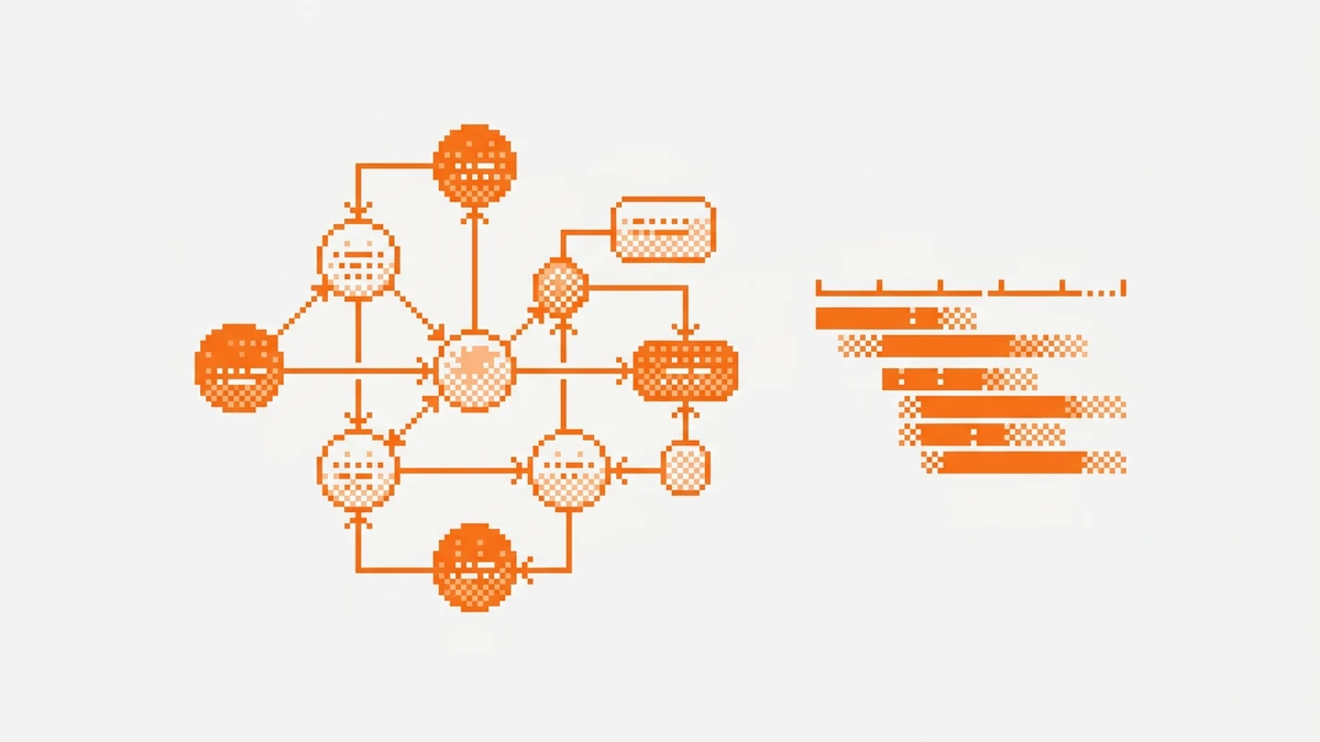 Abstract visual representing orchestrated AI agents