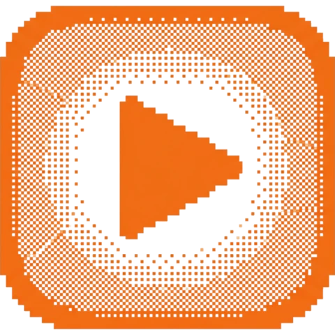 Dithered pixel-art of a play button